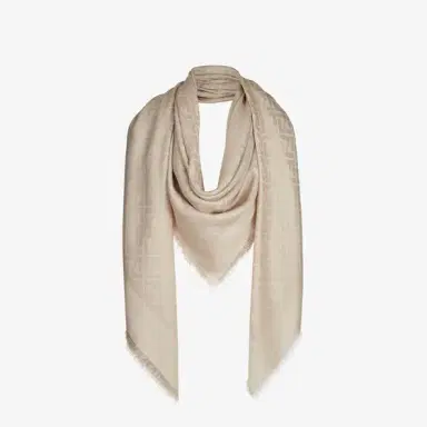 Fendi Large square shawl made in a soft, cream wool and silk | Thumbnail 2 Fendi Large square shawl made in a soft, cream wool and silk | Thumbnail 2
