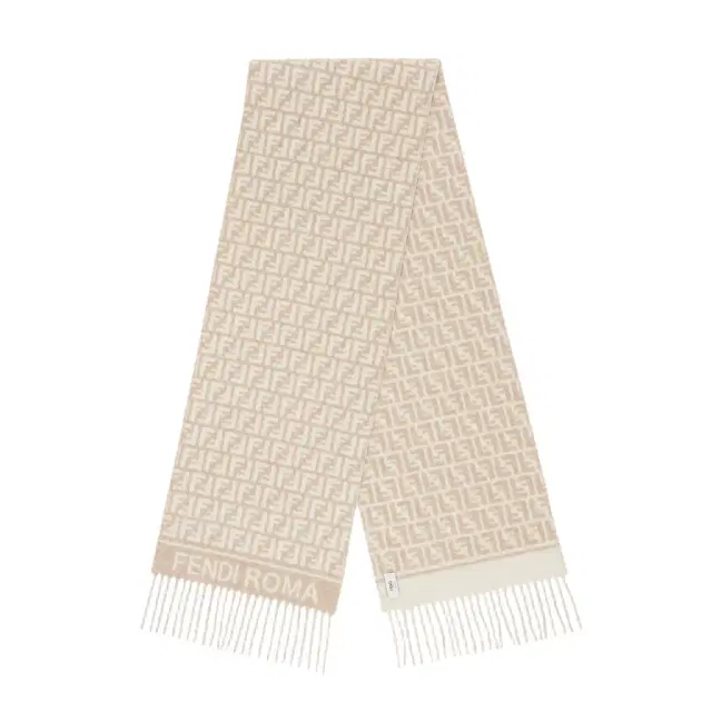 Fendi Scarf made of wool yarn and cashmere with an all-over ivory
