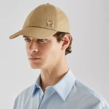 Fendi Beige cotton and linen baseball cap with semi-stiff peak | Thumbnail 3