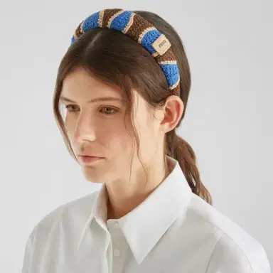 Fendi Hair band covered in cotton and raffia yarn with wave | Thumbnail 2