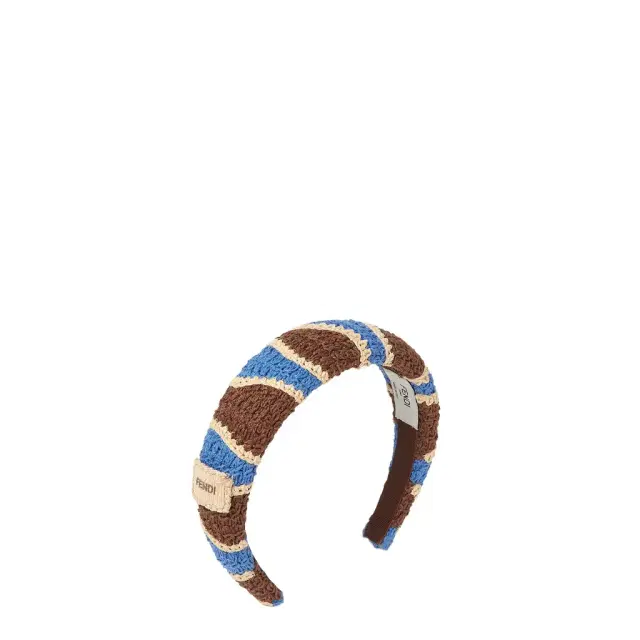 Hair band covered in cotton and raffia yarn with wave
