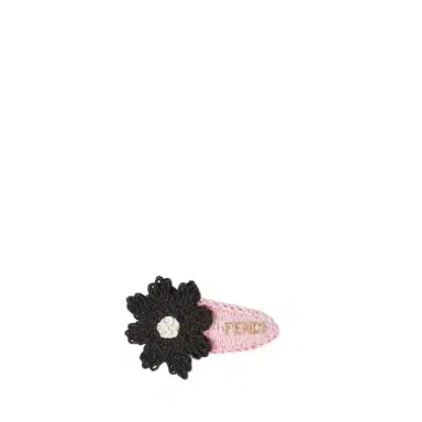 Fendi Hair clip made of pink crocheted cotton with contrasting | Thumbnail 1