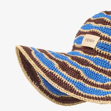 Fendi Wide-brimmed hat made of cotton yarn and raffia, crafted | Thumbnail 2 Fendi Wide-brimmed hat made of cotton yarn and raffia, crafted | Thumbnail 2