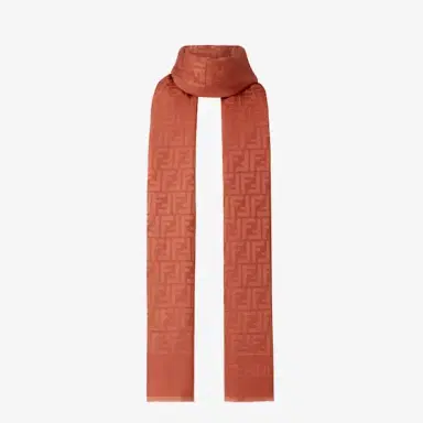 Fendi Large rectangular stole made of rust-coloured organic silk | Thumbnail 3 Fendi Large rectangular stole made of rust-coloured organic silk | Thumbnail 3