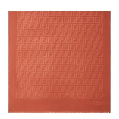 Fendi Large rectangular stole made of rust-coloured organic silk | Thumbnail 1 Fendi Large rectangular stole made of rust-coloured organic silk | Thumbnail 1