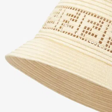 Fendi Narrow-brimmed bucket hat made of natural-beige raffia | Thumbnail 2