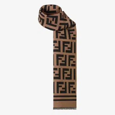Fendi Rectangular wool and silk yarn scarf with all-over macro FF | Thumbnail 3