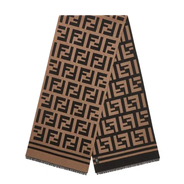 Rectangular wool and silk yarn scarf with all-over macro FF