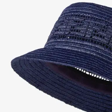 Fendi Narrow-brimmed bucket hat made of blue raffia | Thumbnail 2