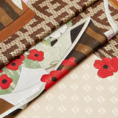 Fendi Square foulard made of beige silk | Thumbnail 2 Fendi Square foulard made of beige silk | Thumbnail 2