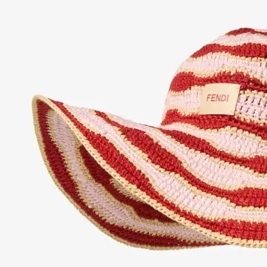 Fendi Wide-brimmed hat made of cotton yarn and raffia, crafted | Thumbnail 2 Fendi Wide-brimmed hat made of cotton yarn and raffia, crafted | Thumbnail 2