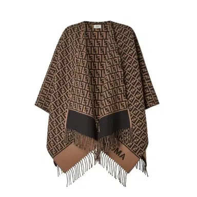 Fendi Poncho made of wool and cashmere with an all-over black | Thumbnail 1 Fendi Poncho made of wool and cashmere with an all-over black | Thumbnail 1