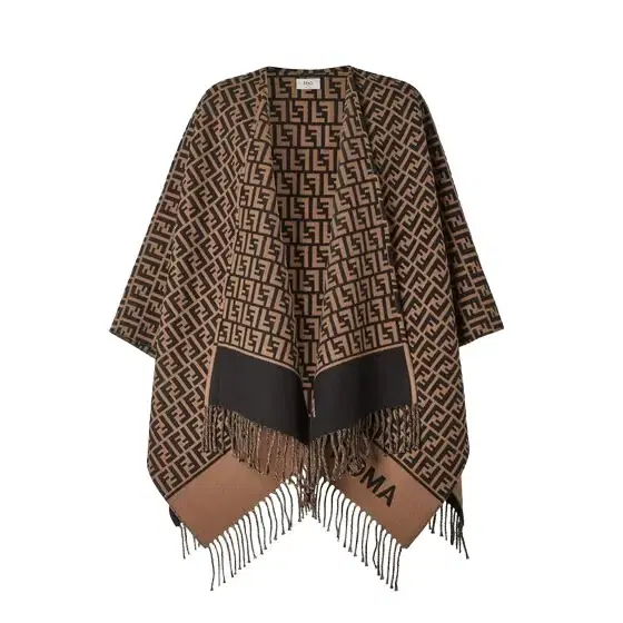 Poncho made of wool and cashmere with an all-over black