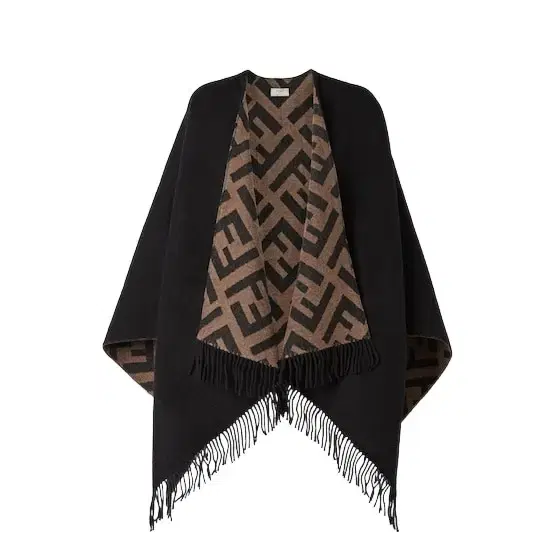 Large wraparound reversible poncho made from cashmere