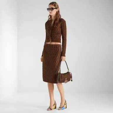 Fendi Straight-cut midi skirt featuring long, contrasting zips | Thumbnail 4 Fendi Straight-cut midi skirt featuring long, contrasting zips | Thumbnail 4