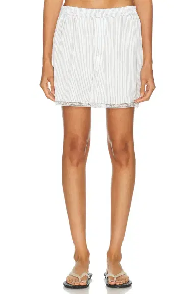 SKIMS Woven Shine Sleep Lace Boxer Short | Thumbnail 1