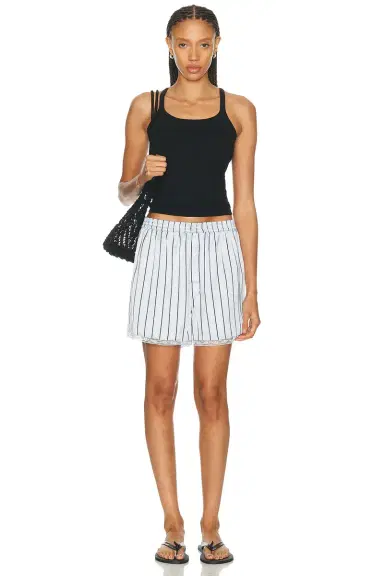 SKIMS Woven Shine Sleep Lace Boxer Short | Thumbnail 5