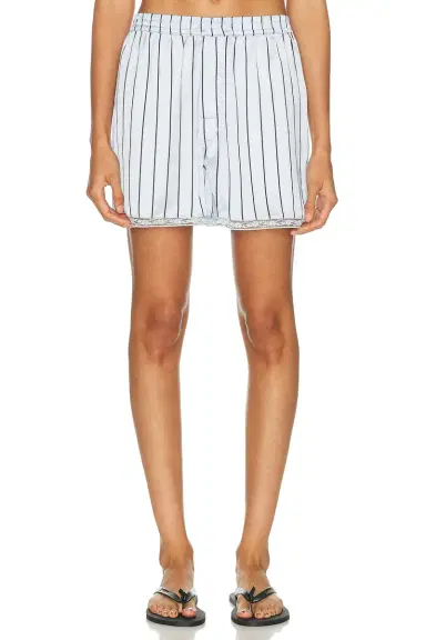 SKIMS Woven Shine Sleep Lace Boxer Short | Thumbnail 1