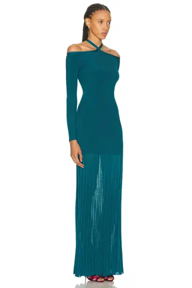 Christopher John Rogers Off-The-Shoulder Long Sleeve Knit Gown | Thumbnail 2 Christopher John Rogers Off-The-Shoulder Long Sleeve Knit Gown | Thumbnail 2