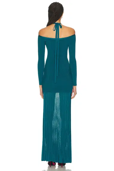 Christopher John Rogers Off-The-Shoulder Long Sleeve Knit Gown | Thumbnail 3 Christopher John Rogers Off-The-Shoulder Long Sleeve Knit Gown | Thumbnail 3