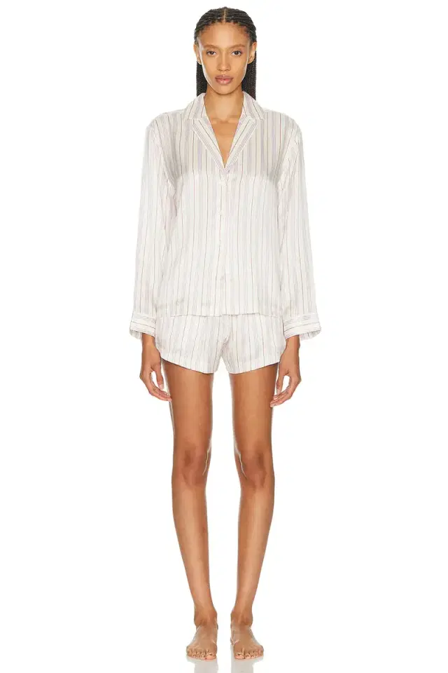 LUNYA Washable Silk Button Up Long Sleeve Short Set