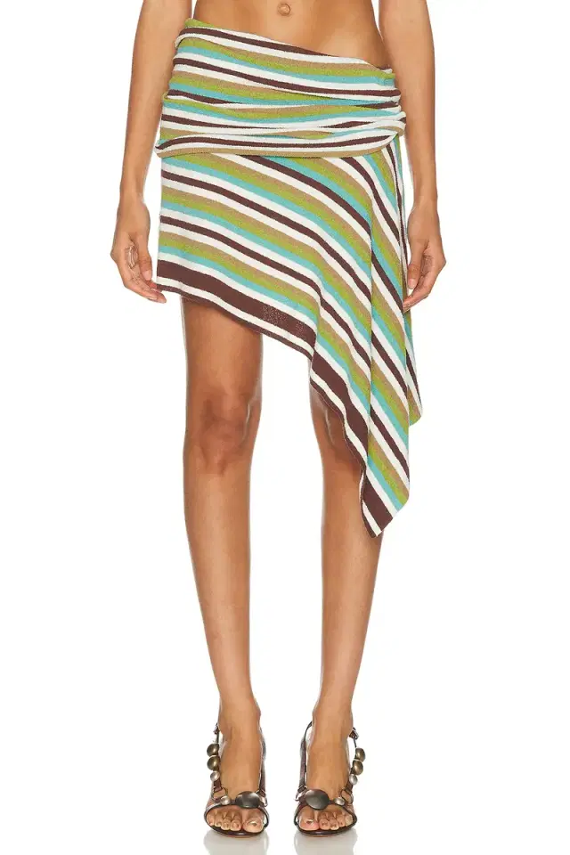Christopher Esber Stripe Knit Extension Drape Mini Skirt