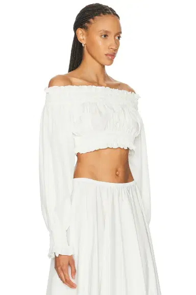Norma Kamali Long Sleeve Peasant Cropped Top | Thumbnail 2 Norma Kamali Long Sleeve Peasant Cropped Top | Thumbnail 2