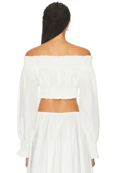 Norma Kamali Long Sleeve Peasant Cropped Top | Thumbnail 3 Norma Kamali Long Sleeve Peasant Cropped Top | Thumbnail 3