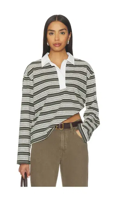 rag & bone Kelly Stripe Polo Long Sleeve | Thumbnail 1 rag & bone Kelly Stripe Polo Long Sleeve | Thumbnail 1