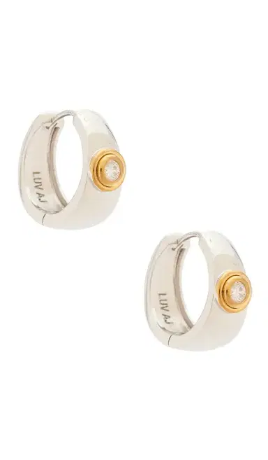 Luv AJ The Luna Bezel Hoops Earring | Thumbnail 1 Luv AJ The Luna Bezel Hoops Earring | Thumbnail 1