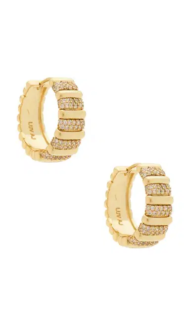 Luv AJ The Pave Marbella Ridged Hoops | Thumbnail 1 Luv AJ The Pave Marbella Ridged Hoops | Thumbnail 1