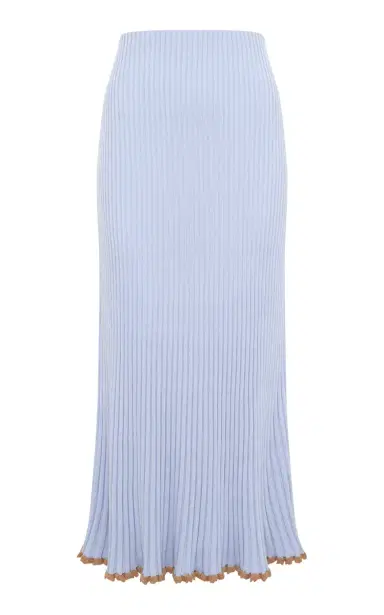 Gabriela Hearst Kavya Lace-Trimmed Ribbed Wool-Silk Midi Skirt | Thumbnail 1