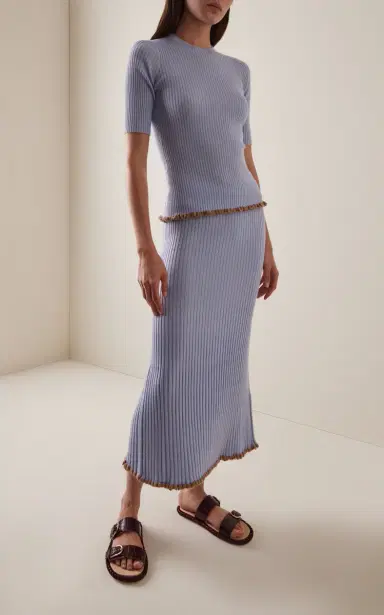 Gabriela Hearst Mireya Lace-Trimmed Ribbed Wool-Silk Top | Thumbnail 3