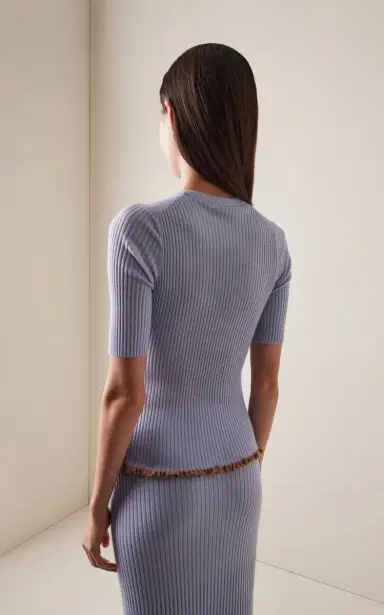 Gabriela Hearst Mireya Lace-Trimmed Ribbed Wool-Silk Top | Thumbnail 4