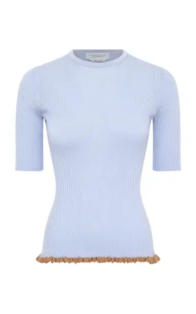 Gabriela Hearst Mireya Lace-Trimmed Ribbed Wool-Silk Top | Thumbnail 5