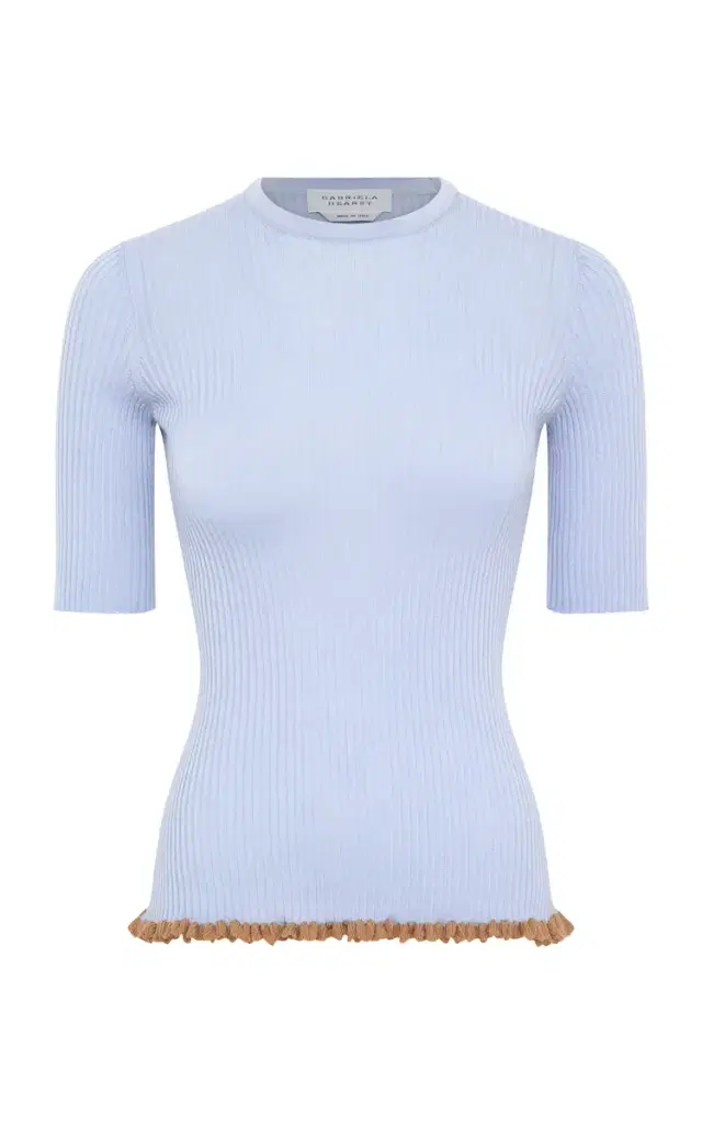 Gabriela Hearst Mireya Lace-Trimmed Ribbed Wool-Silk Top