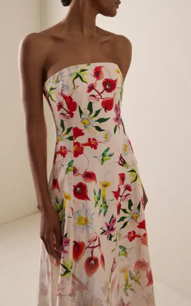Gabriela Hearst Alessia Strapless Floral Linen Maxi Dress | Thumbnail 3 Gabriela Hearst Alessia Strapless Floral Linen Maxi Dress | Thumbnail 3
