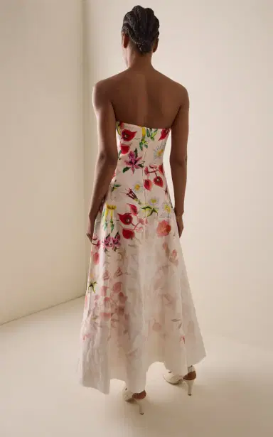 Gabriela Hearst Alessia Strapless Floral Linen Maxi Dress | Thumbnail 4 Gabriela Hearst Alessia Strapless Floral Linen Maxi Dress | Thumbnail 4