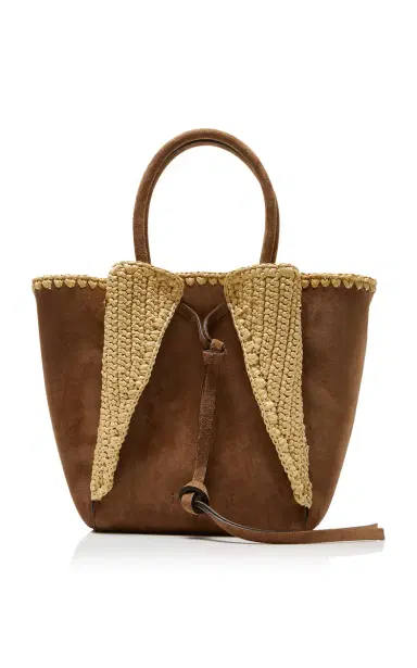 Gabriela Hearst Marija Small Raffia-Trimmed Suede Tote Bag | Thumbnail 4 Gabriela Hearst Marija Small Raffia-Trimmed Suede Tote Bag | Thumbnail 4