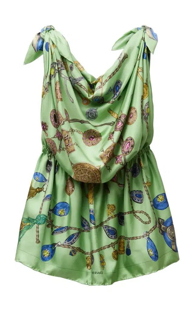 Versace Broken Jewels Silk Scarf Mini Dress