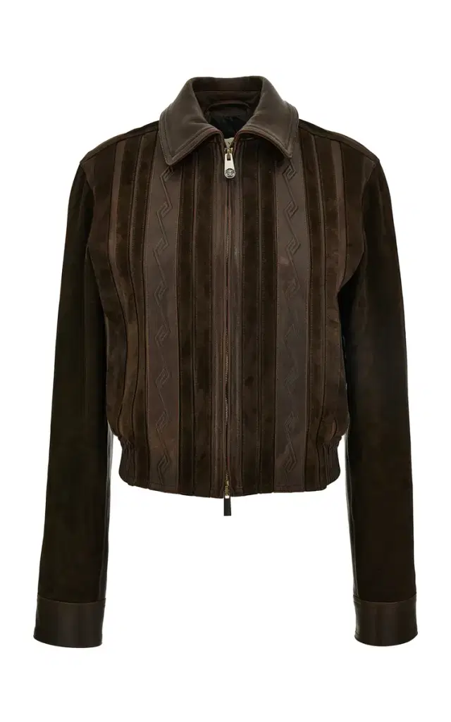 Versace Embossed Leather and Suede Blouson Jacket
