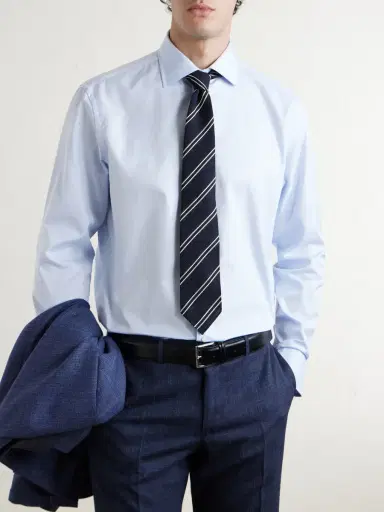 Canali Herringbone Cotton Shirt - Men | Thumbnail 3