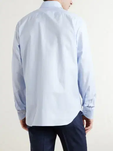 Canali Herringbone Cotton Shirt - Men | Thumbnail 4