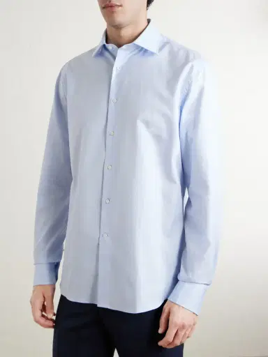 Canali Herringbone Cotton Shirt - Men | Thumbnail 5