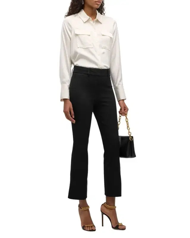 Derek Lam 10 Crosby Stretch-Cotton Cropped Flare Trousers