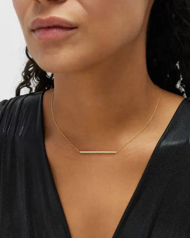 18k Gold Diamond Bar Necklace