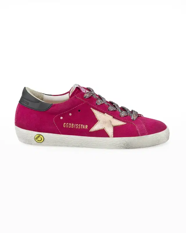 Girl 's Superstar Suede Metallic Star Sneakers, Baby/Toddler