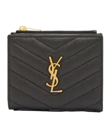 Saint Laurent YSL Monogram Small Ziptop Wallet in Grained Leather | Thumbnail 1 Saint Laurent YSL Monogram Small Ziptop Wallet in Grained Leather | Thumbnail 1
