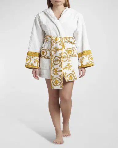 Versace I Heart Baroque Hooded Short Bathrobe | Thumbnail 4