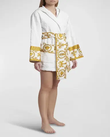 Versace I Heart Baroque Hooded Short Bathrobe | Thumbnail 5